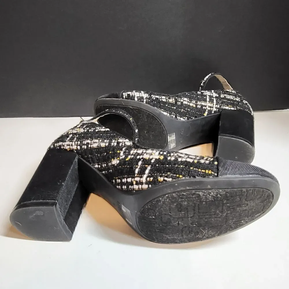 Unisa Black, White & Gold High Heeled Shoes